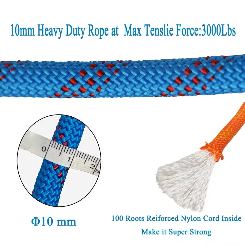 Climbing Safety Rope Supplier - Static Double Braided Polyester Less Stretchy Fall Protection