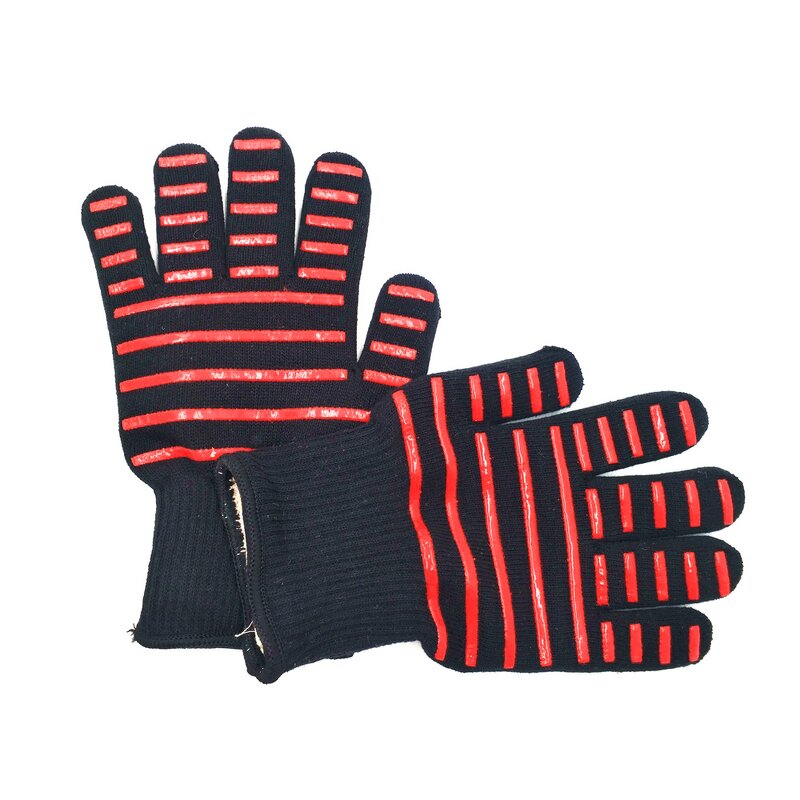 Aramid Fiber Gloves Supplier - Fireproof Silicone-Coated BBQ Washable Heat Resistant