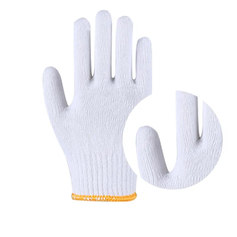 Knitted Safety Gloves Supplier - Cotton White for Industrial Work Labour GUANTE