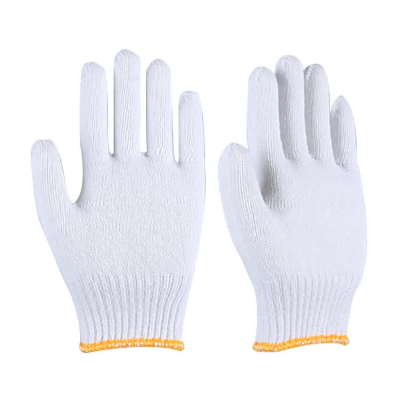 Knitted Safety Gloves Supplier - Cotton White for Industrial Work Labour GUANTE
