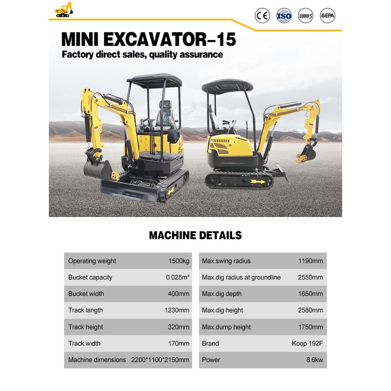 Mini Excavator Factory - 1.7 Ton Farm Used