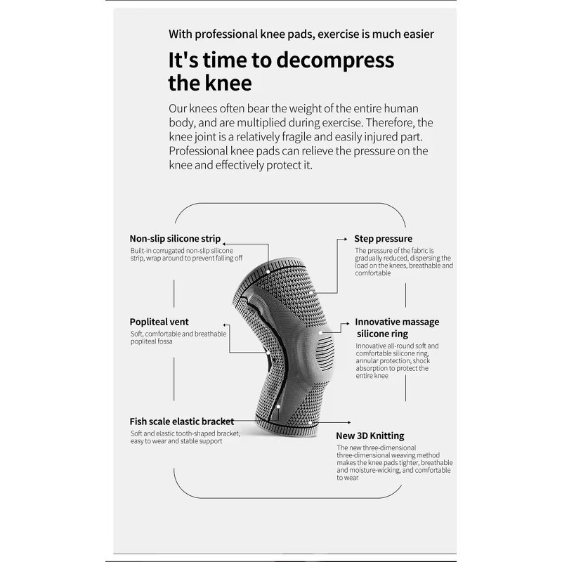 Knee Support Sleeves - OEM Silicone Knee Braces 2 Pack Supplier