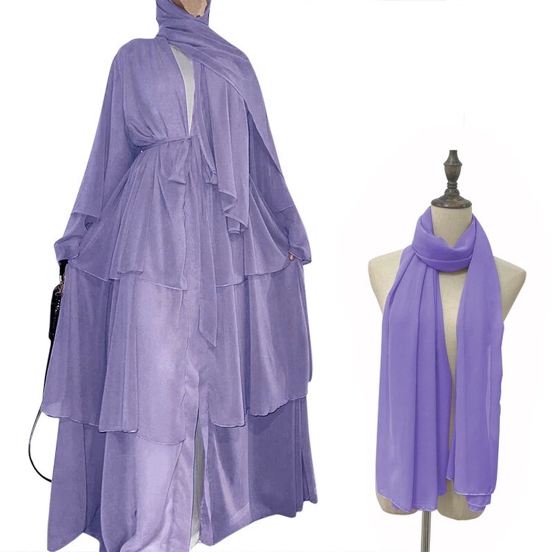 Abaya Factory - Three-layer Chiffon Dresses 2 Piece Set