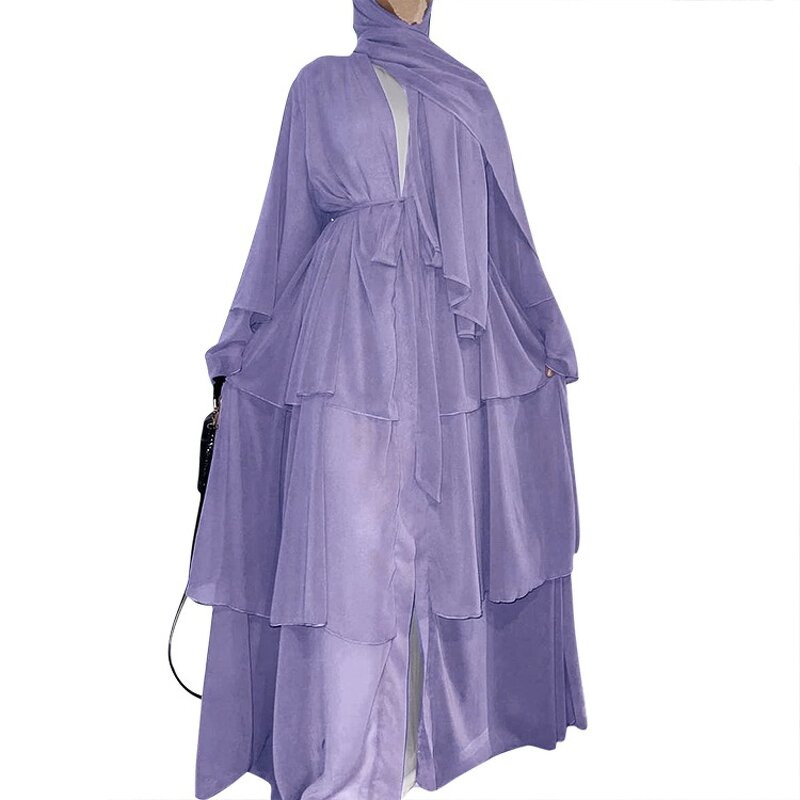 Abaya Factory - Three-layer Chiffon Dresses 2 Piece Set