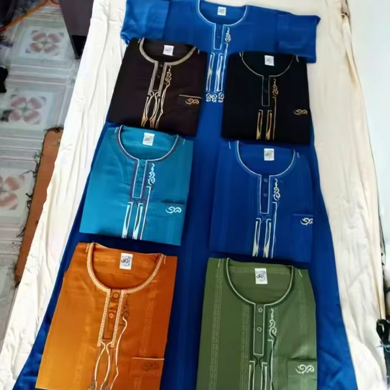 Men's Thobe Factory - Moroccan Short Sleeve Exquisite Embroidery