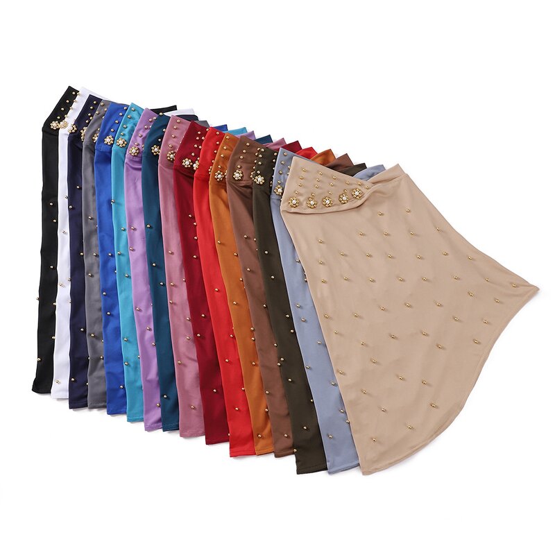 Hijab Factory - Solid Color Muslim Instant Hijab with Pearl