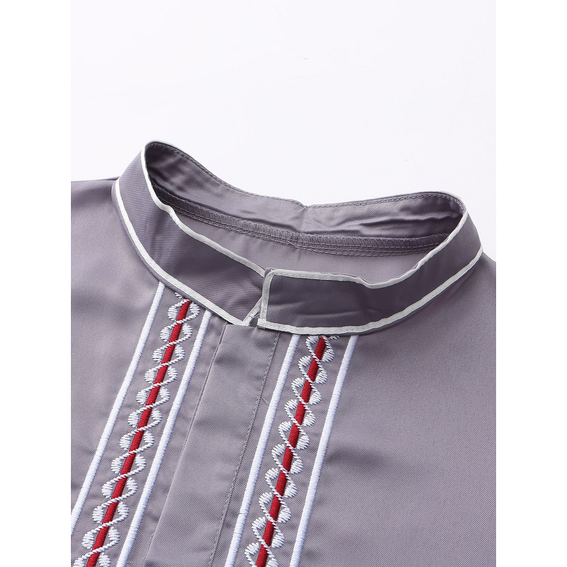 Men's Throbe Factory - Loose Embroidered Stand Collar