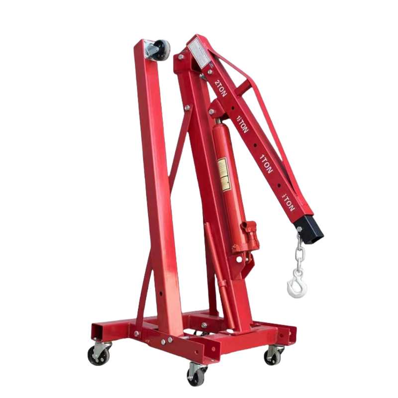 Folding Engine Shop Crane Supplier - Low Price Heavy Loading 2T Double Pumps Red Crane