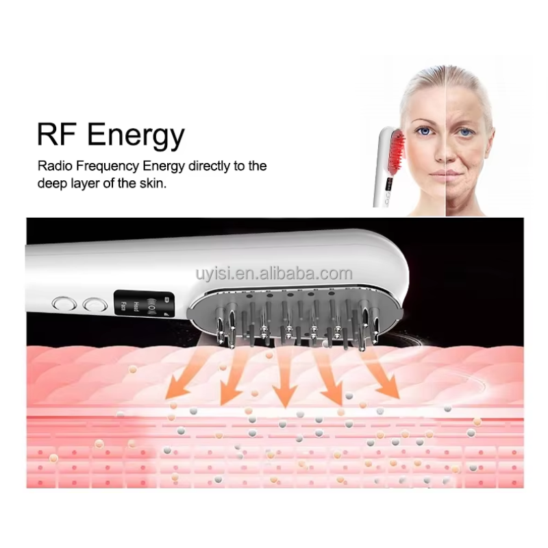 2-in-1 Anti-Aging Head Massage Device LED EMS Vibrating Facial Comb for Hair Growth Electric Scalp Essence Absorption Device