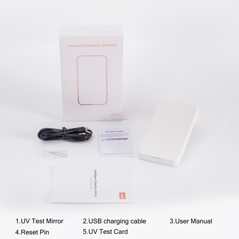 Uyisi 4.1inch Large Screen UV Camera Test Handheld Makeup Mirror with Sunscreen Visualizing Lights for Travel