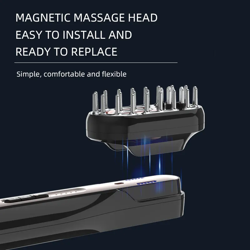 2025 3 in 1 Body Facial Scalp Magnetic Massage Head Machine EMS Vibration Electric Scalp Massager Head Scalp Massager Comb