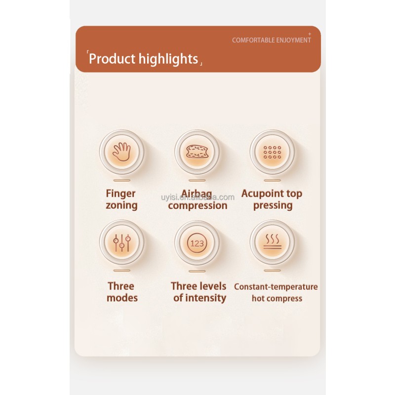 Uyisi  Ergonomic Handheld Massager  with Heat and Air Compression   Three Modes   Finger Zoning