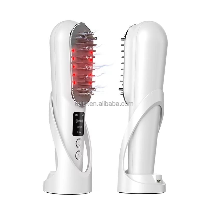 2-in-1 Anti-Aging Head Massage Device LED EMS Vibrating Facial Comb for Hair Growth Electric Scalp Essence Absorption Device
