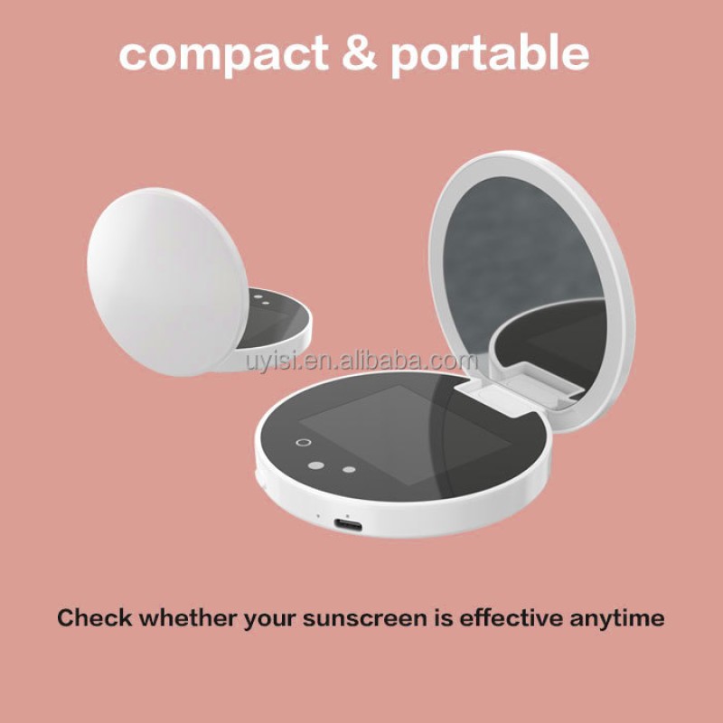 Uyisi Sunscreen Test Uv Camera 2.8inch Screen Visualize Facial Sunscreen Makeup Mirror Travel Vanity Mirror With 2-level Lights