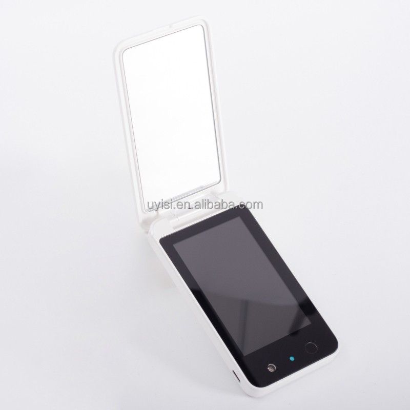 Uyisi Smart UV LED Pocket Mirror Rechargeable Wireless Sunscreen Makeup Vanity Battery Operated UV Detection Magic Mirror