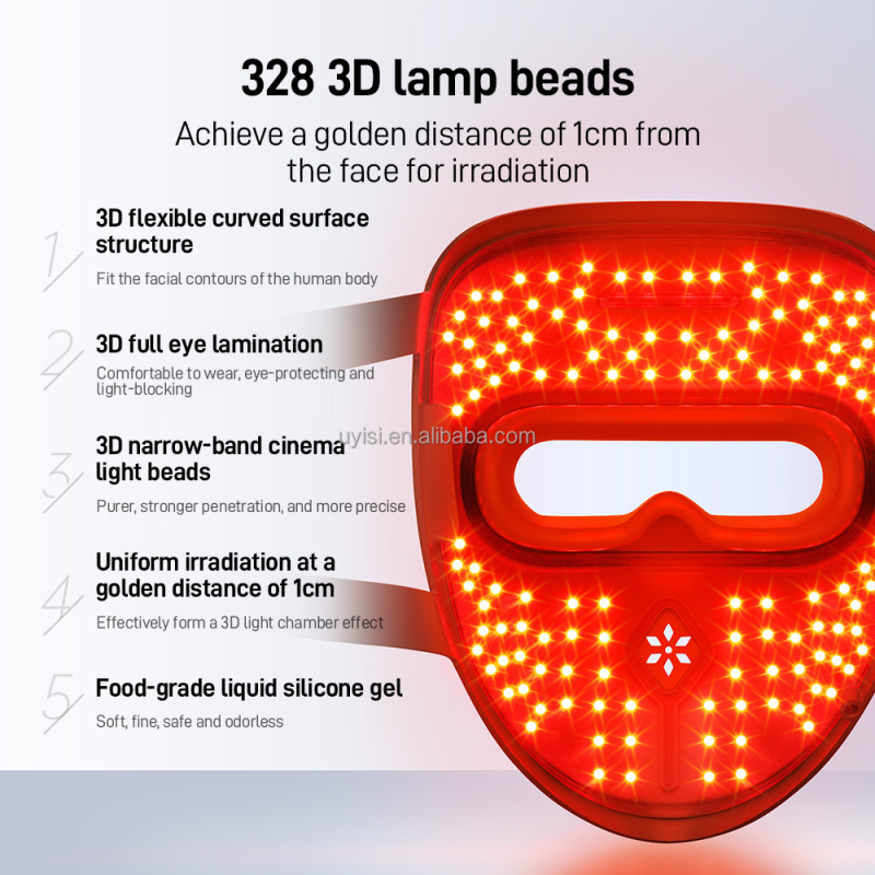 Rechargeable LED Mask for Face Portable Anti-Aging Skin Care Device 4 Modes Near-Infrared Light Therapy Red Light US Plug Type