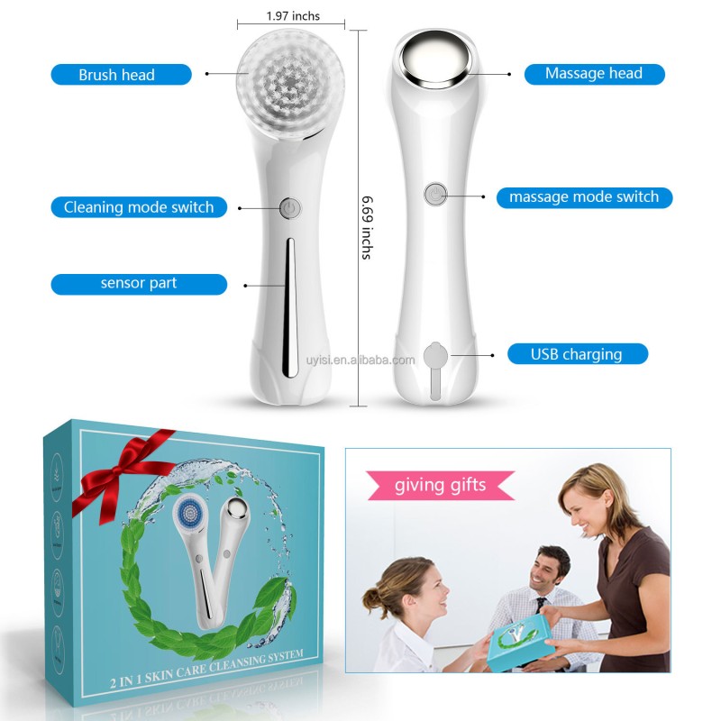Uyisi Electric 4-in-1 Sonic Face Cleansing Brush Blackhead Exfoliating Skin Tightening Massage Home Spa Use Beauty Equipment