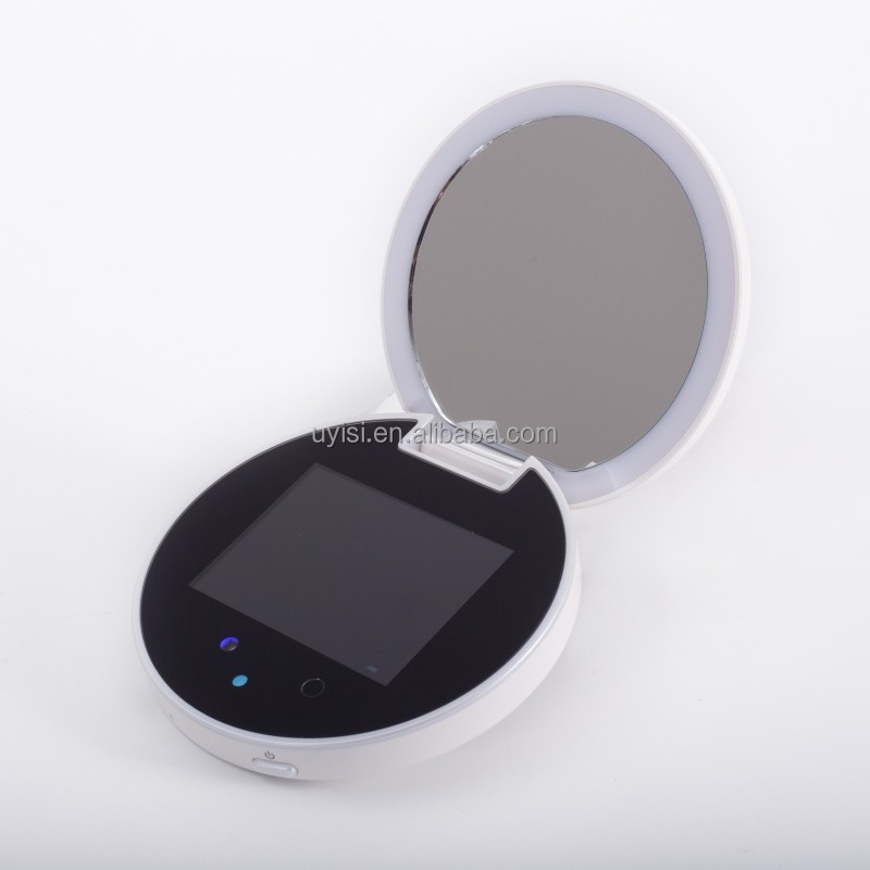 Uyisi Sunscreen Test Uv Camera 2.8inch Screen Visualize Facial Sunscreen Makeup Mirror Travel Vanity Mirror With 2-level Lights