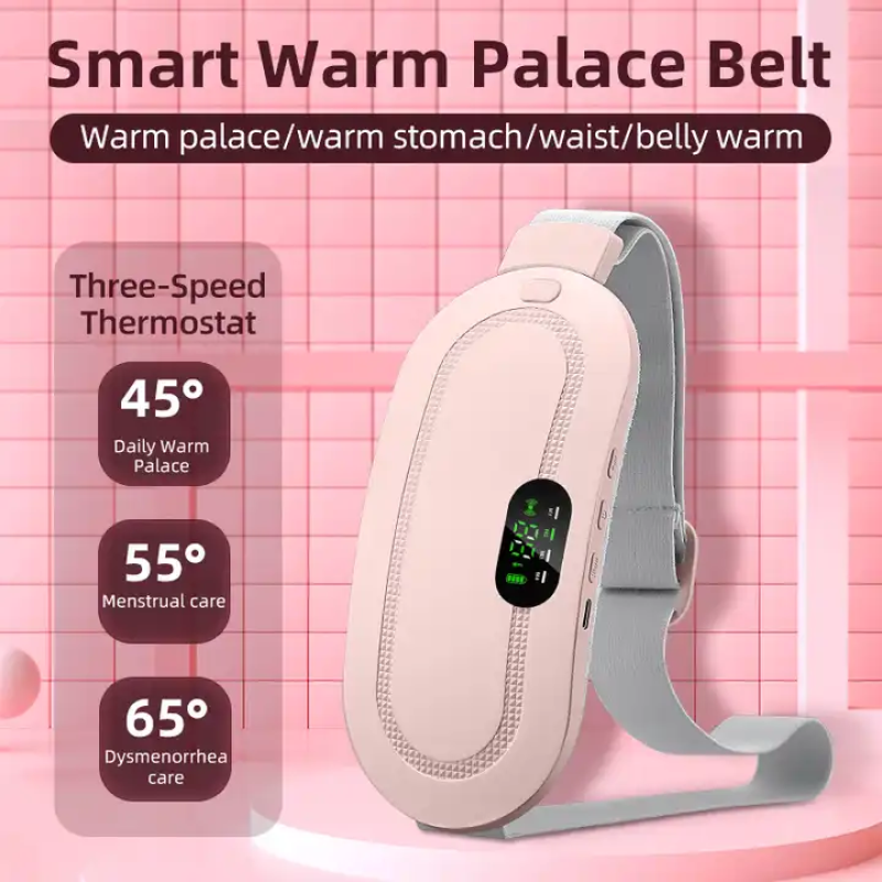 Menstrual Heating Waist Belt Smart Warm Palace Electric Period Cramp Massager Vibrating ABS USB Battery Plug 6 Months Body Hands