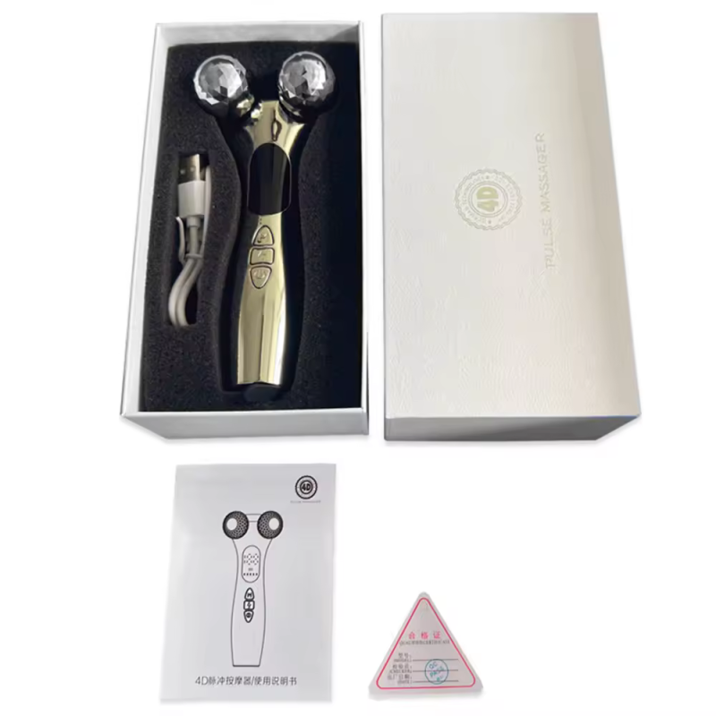 2024 4D Face Roller Massager Low Frequency Pulse Technology Electric Hand-Held Beauty Device Skin Tightening Neck Lifting Facial