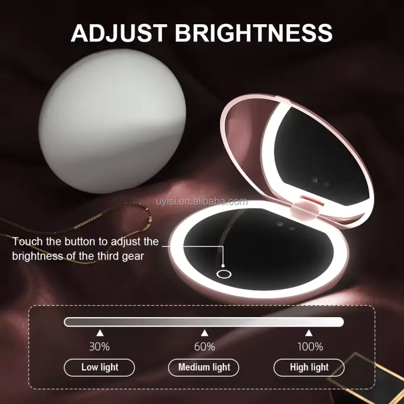 Uyisi Portable Handheld UV Sunscreen Mirror Protective Pocket Light Makeup Mirror for Face and Hands Wholesale Daily Use