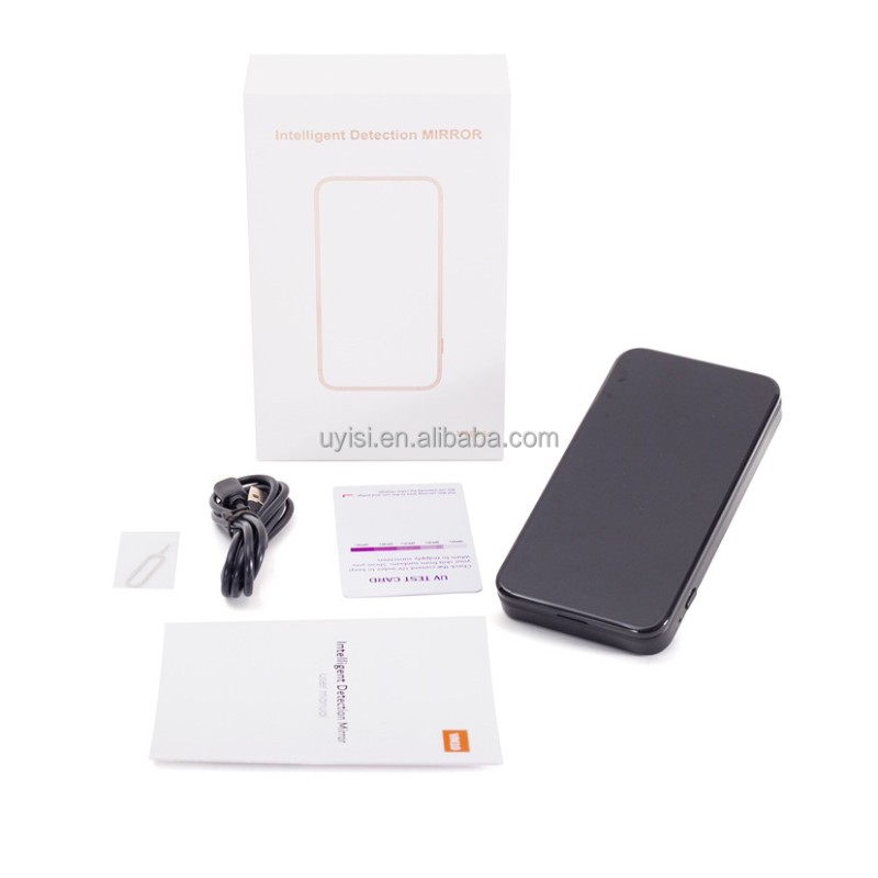 Compact Portable LED Light Travel Makeup Mirror Real-Time UV Humidity Sensor Alert Sun Protection Tool for Face Optimal for Skin