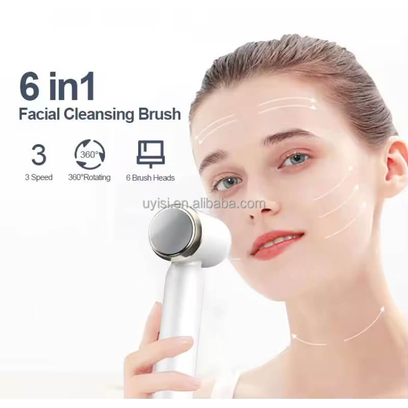 Uyisi Portable Silicone Electric Face Brush Cleaner IPX6 Waterproof Sonic Massager Spin Roller Targeted for Facial Cleansing