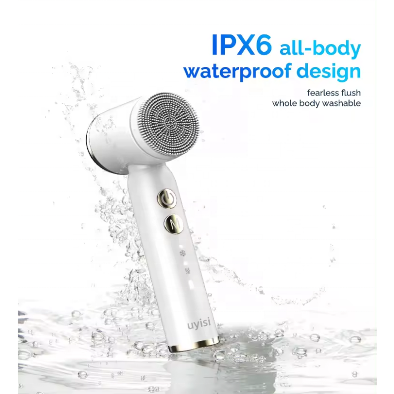 Portable Rechargeable Electric Facial Deep Cleansing Spin Brush 6 Heads Hot Cold Compress Massage Waterproof Face Wash Skin Care