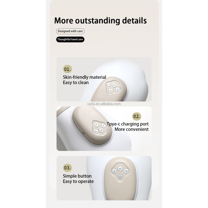 Uyisi  Ergonomic Handheld Massager  with Heat and Air Compression   Three Modes   Finger Zoning