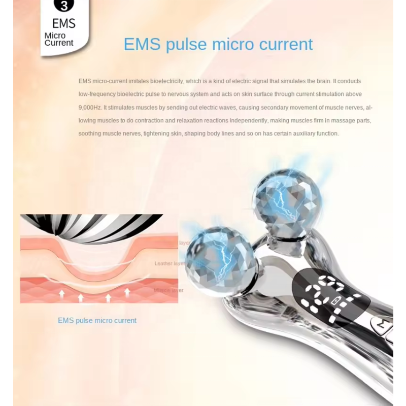 2024 Home Use Beauty Equipment EMS Micro Current Facial Roller Device for Face Neck Lifting for Body Chin Skin Rejuvenation