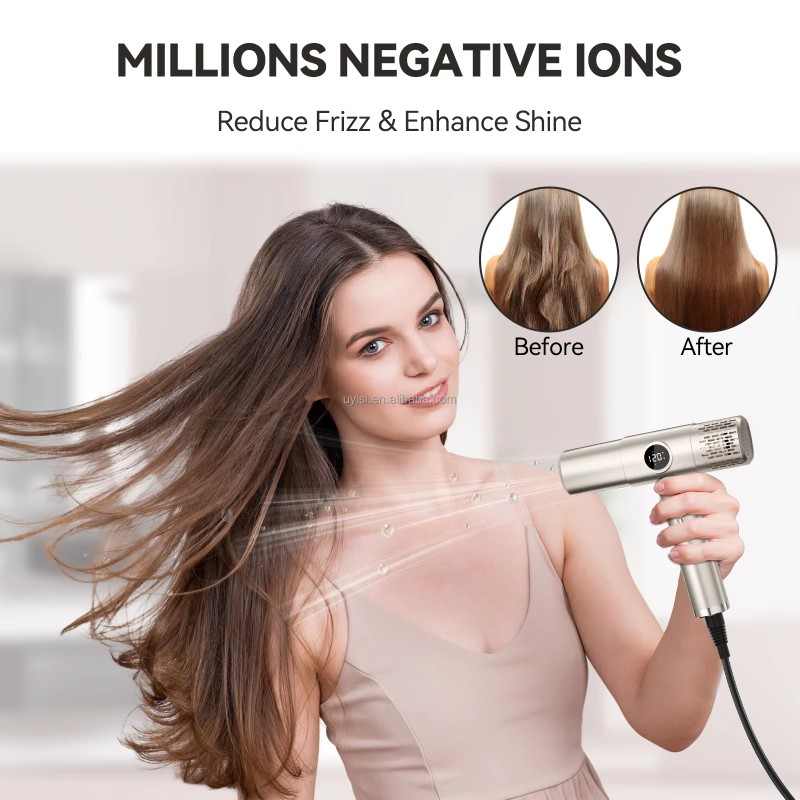 Professional Ionic Blow Dryer for Women Compact Lightweight Design LCD Display Fast Drying 5 Heats 3 Airflow Speed Hair Hair