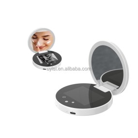 Uyisi Travel Portable Mirror with UV Camera for Sunscreen Test 2X Magnification Lighted Mirror for Handbag Pocket 2.8Inch