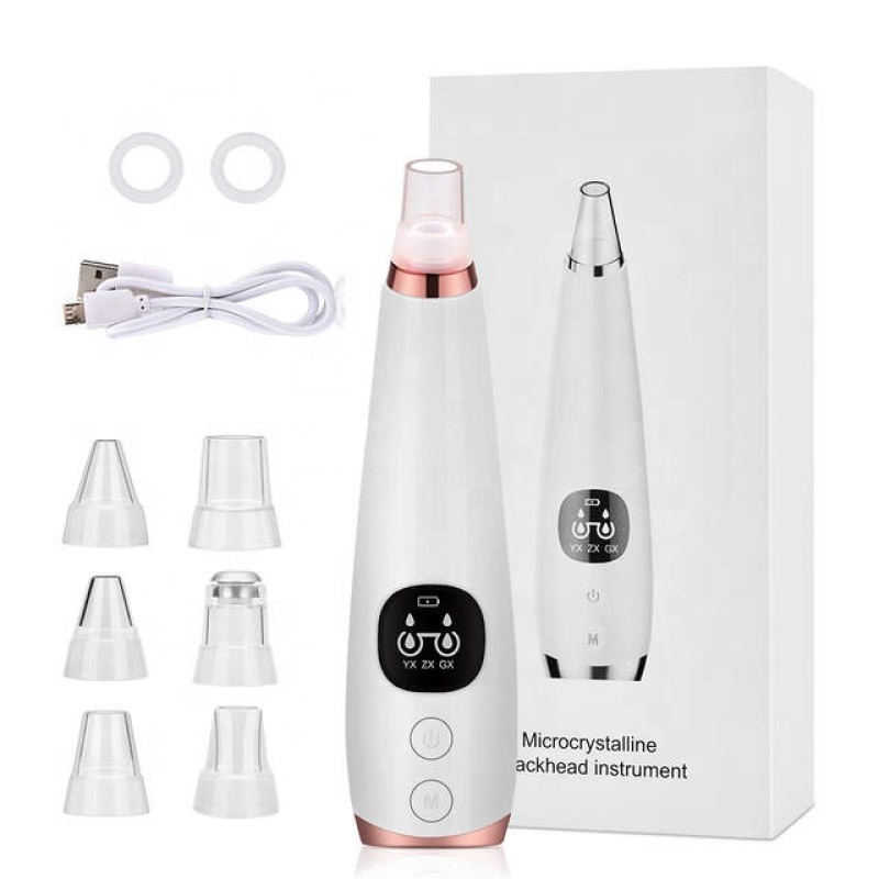 6-in-1 Rechargeable USB Facial Nose Deep Cleansing Tool ABS Plastic Handheld Vacuum Pore Cleaner for Blackhead Remover Face Head