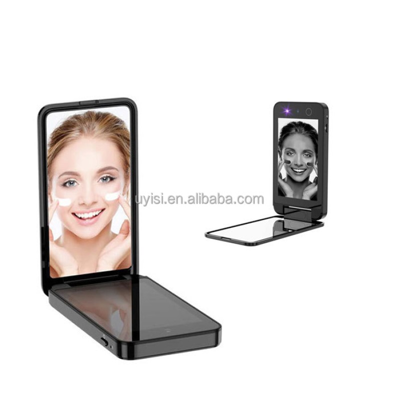 Portable UV LED Cosmetic Mirror Sunscreen Makeup Removal Skin Condition Detection Mini Travel HD Mirror