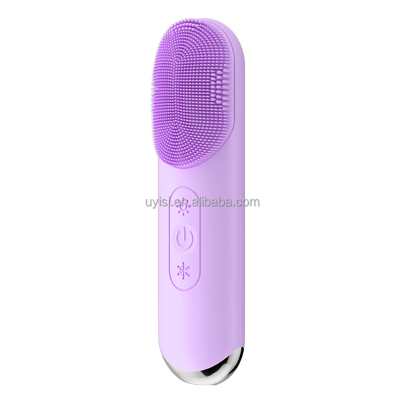 Uyisi Portable IPX7 Waterproof Silicone Electric Face Brush Hot/Cold Facial Cleansing Massager Household Cleaner Brush