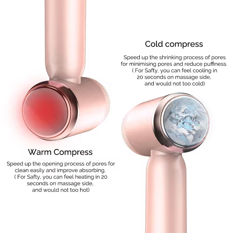 Portable Rechargeable Electric Facial Deep Cleansing Spin Brush 6 Heads Hot Cold Compress Massage Waterproof Face Wash Skin Care