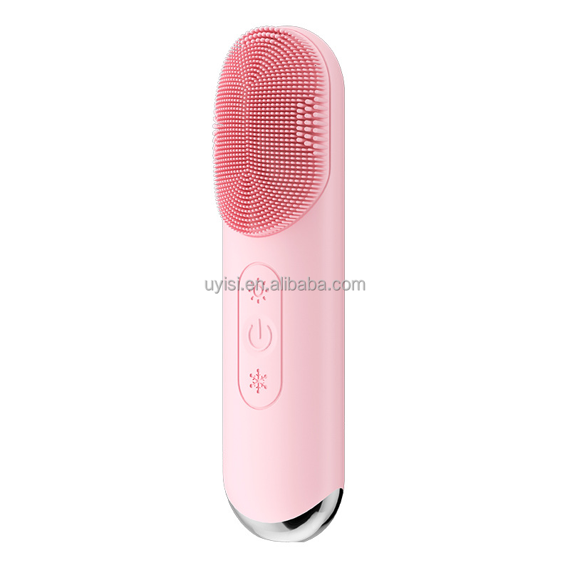 New IPX7 Waterproof Facial Massage Brush Deep Clean Silicone Electric Facial Vibration Cleanser Brush with Hot and Cold Compress
