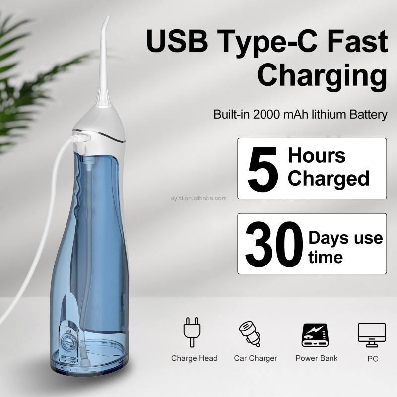 Uyisi  Usb Charged Portable Dental Irrigator for Teeth Cleaning Rechargeable Oral Care Appliances Waterproof IPX7 with 4 Modes