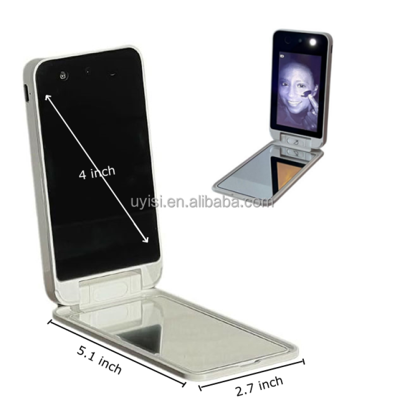 Uyisi 4.1inch Large Screen UV Camera Test Handheld Makeup Mirror with Sunscreen Visualizing Lights for Travel