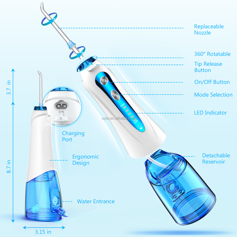 Professional Dental Water Flosser 4 Clean Nozzles 5 Modes Portable for Oral Irrigator for Teeth Whitening Factory OEM/ODM