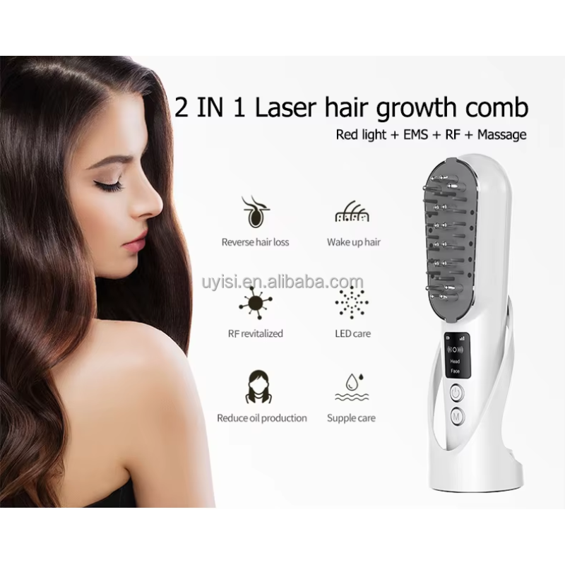 2-in-1 Infrared LED Light Therapy Laser Comb Electric Power Source Hair Growth Head Massager for Men and Women