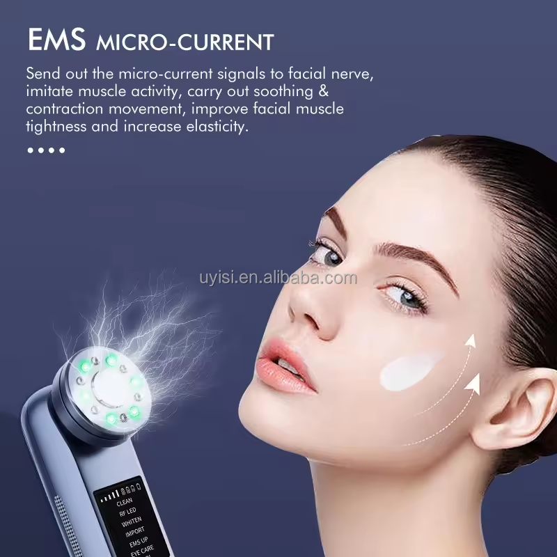 Uyisi 7-in-1 Anti-Aging Neck Face Lifting Massager Hot Cold Compress & EMS Microcurrent RF Skin Rejuvenation Therapy for Body