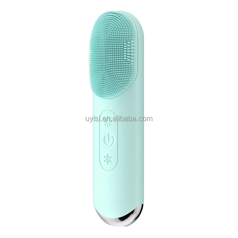 New IPX7 Waterproof Facial Massage Brush Deep Clean Silicone Electric Facial Vibration Cleanser Brush with Hot and Cold Compress