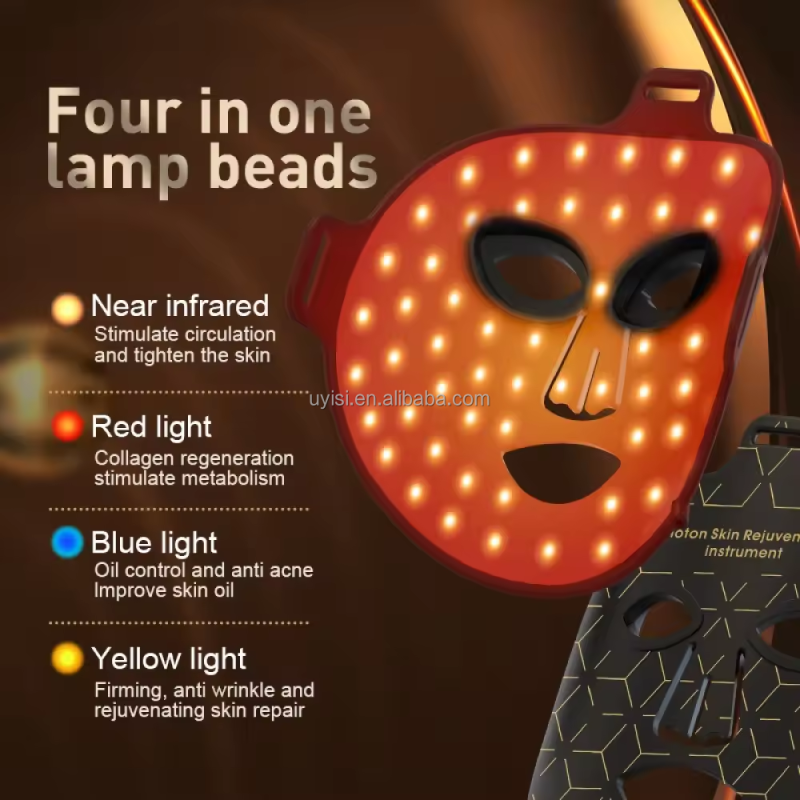 Uyisi 20245 LED Light Therapy Facial Beauty Mask 8 Color LED Face Mask with 450nm 590nm 630nm 850nm 4 Wavelengths RF Type