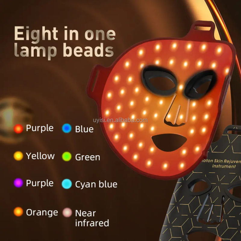 New Arrival 8-Color Silicone Photorejuvenation Handheld Device Red Blue LED Lights US Home Use Beauty Device for Facial Mask