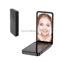 Portable LED Vanity Makeup Mirror with UV Camera Travel-friendly Magnification Vanity Mirror for Face and Hand Sunscreen Test