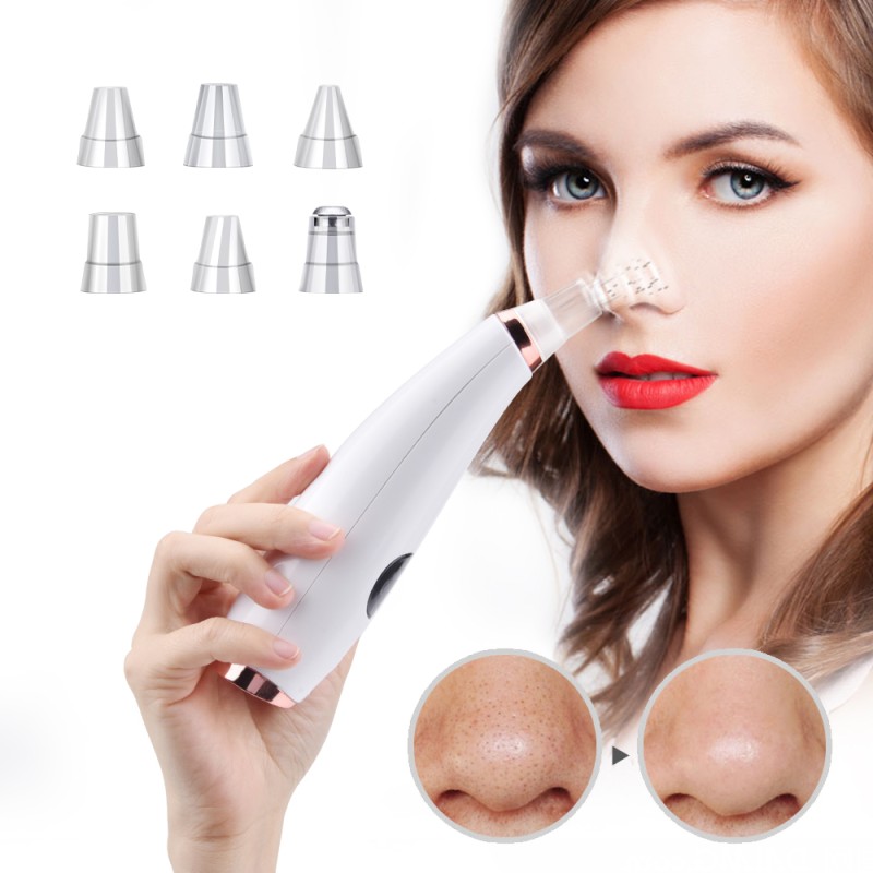 6-in-1 Rechargeable USB Facial Nose Deep Cleansing Tool ABS Plastic Handheld Vacuum Pore Cleaner for Blackhead Remover Face Head