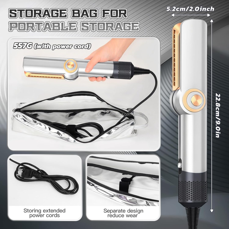 Uyisi Electric 2-in-1 High-Speed Hair Straightener and Dryer Ceramic Plate Temperature Display Works for Dry or Wet Hair