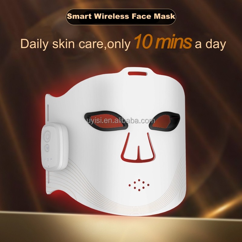 Uyisi Wireless LED Food-Grade Soft Silicone Facial Mask Near-Infrared Red Light Therapy Device Home Use Facial Beauty Equipment