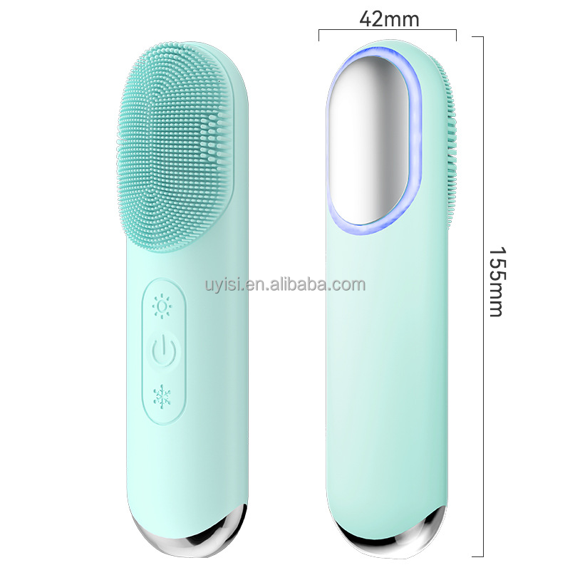 Uyisi Hot and Cold Compress Silicone Facial Cleansing Brush with LED Light Waterproof IPX7 Pore Cleaner for All Skin Types